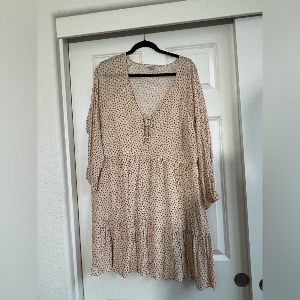 American Eagle Floral Ditzy Print Long Sleeve Babydoll Mini Dress